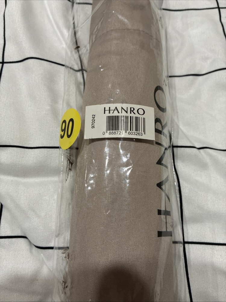Hanro Beige Compact Folding Women's Umbrella Solid Pattern