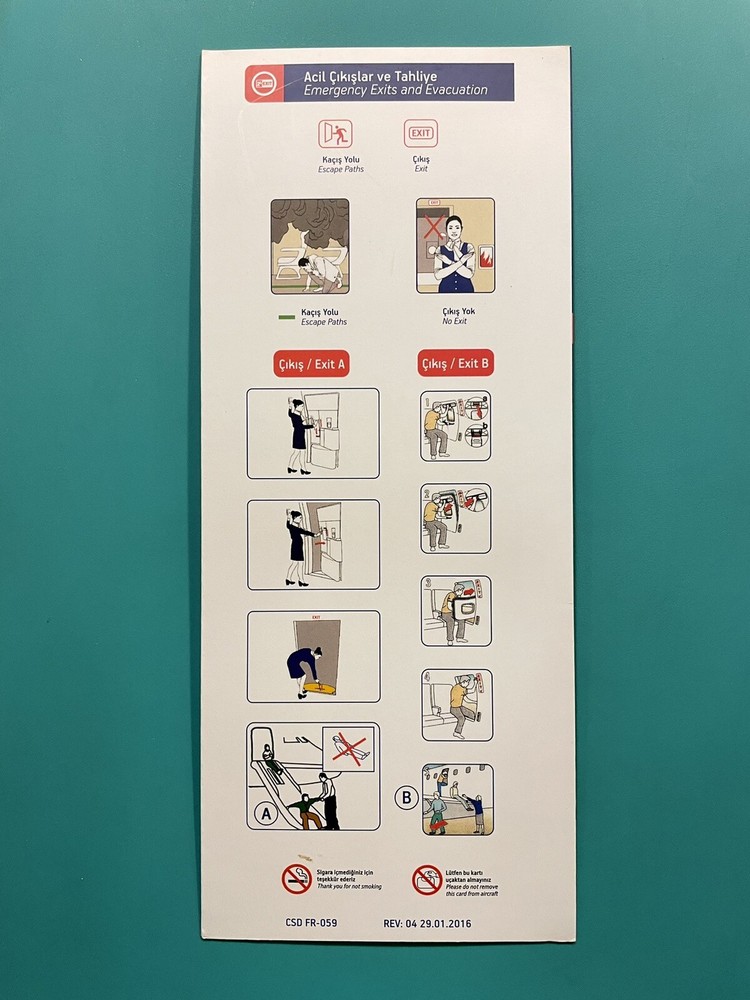 TURKISH CARRIER SAFETY CARD--E190