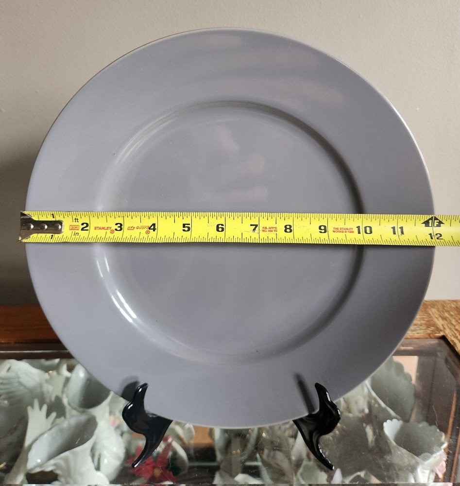 12⅛" Round Gray Serving Platter • Maker Unknown
