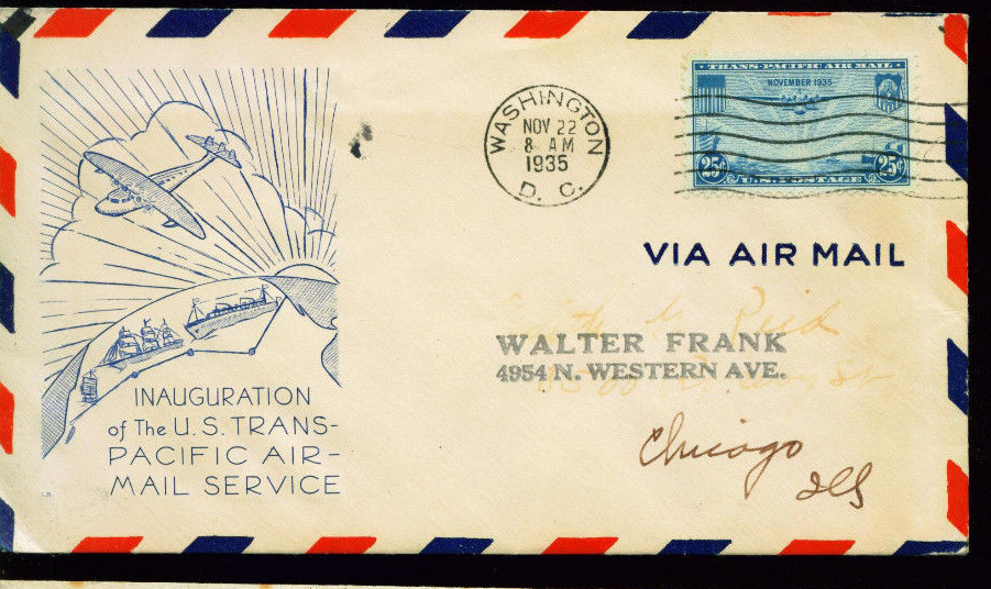 1935 FDC - Scott# C20 - Airmail - Grimsland Cachet    #2