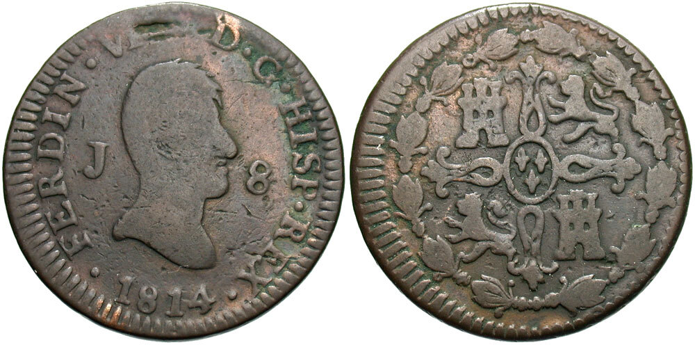 SPAIN 1814 J 8 Maravedis #WC69323