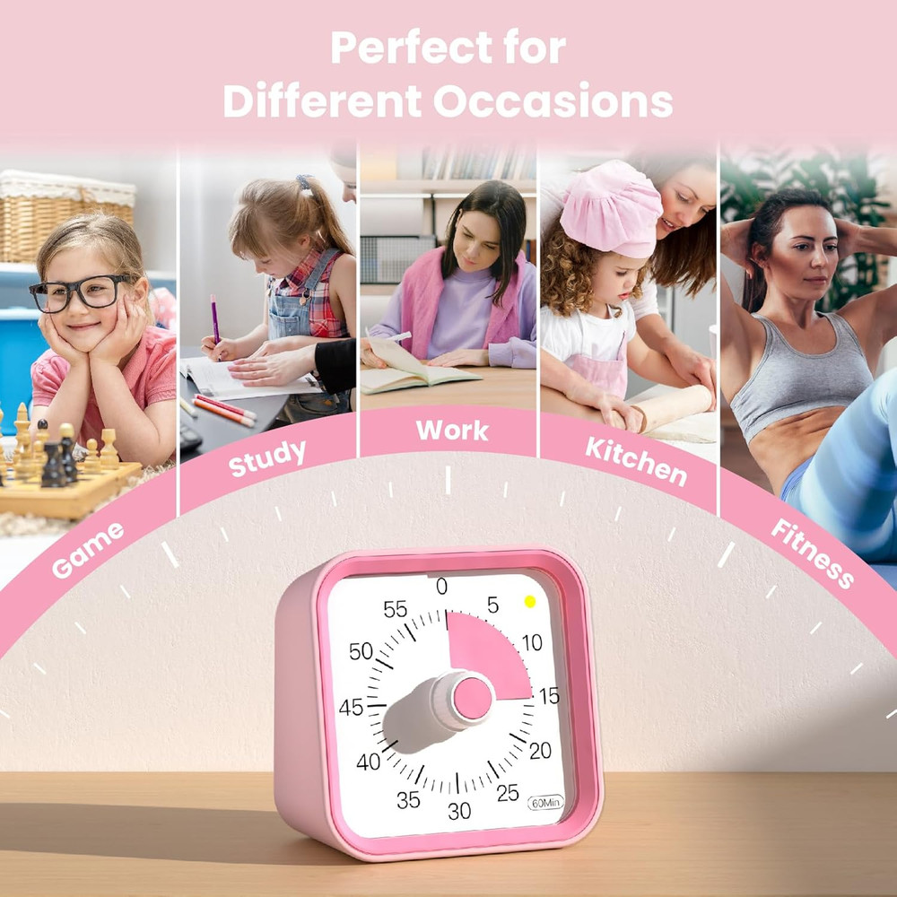 Visual Timer for Kids with Pause Function, 60 Minute Countdown Timer for Kids De