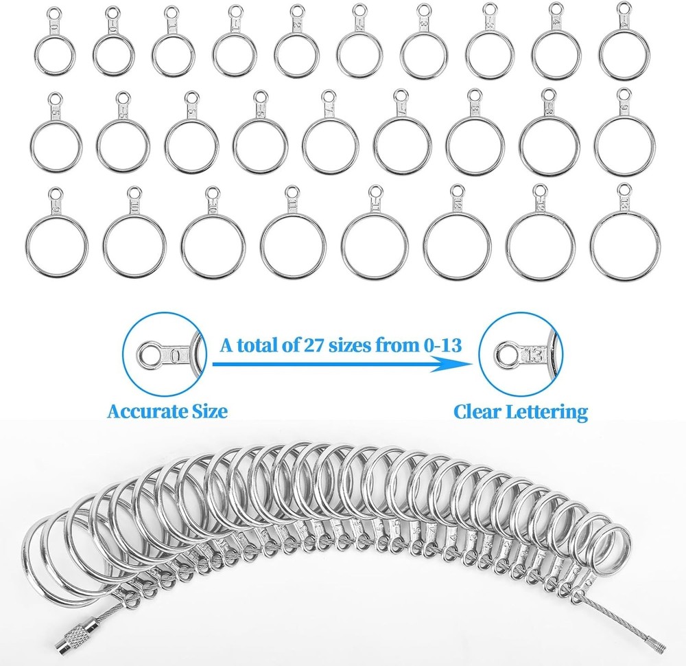 Auckyeer Ring Sizer Measuring Tool 27 Pcs, Ring Sizing Kit 0-13 with Half Size,