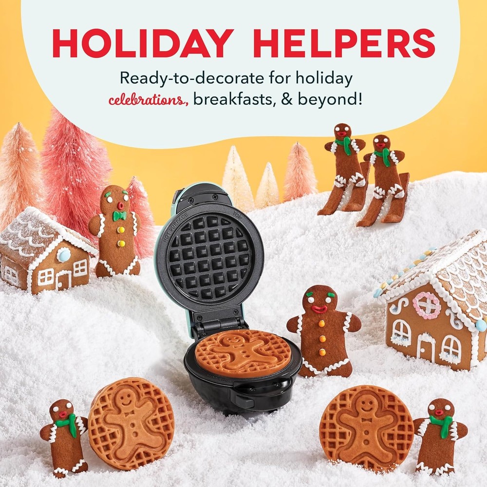 DASH Multimaker Mini System Two 4” Nonstick Removable Waffle Plates (Gingerbread
