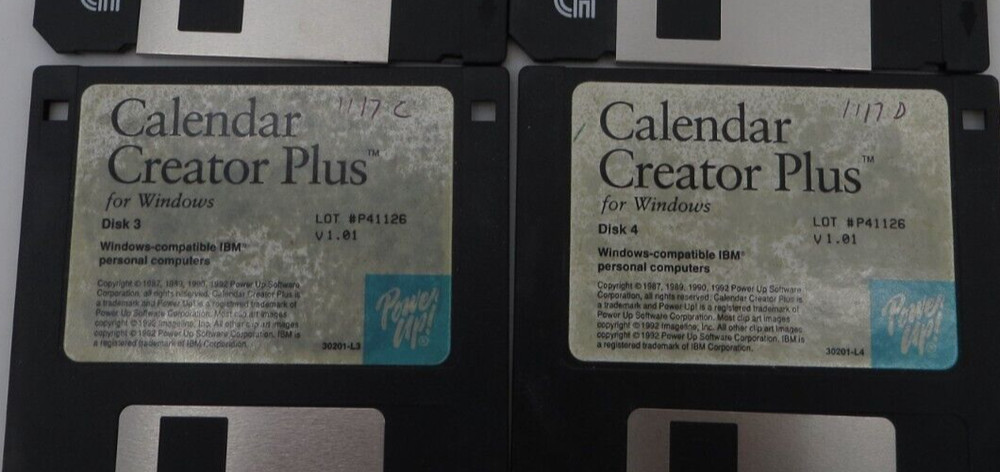 3.5" Floppy Disk Calendar Creator Plus for Windows V1.01 computer discs