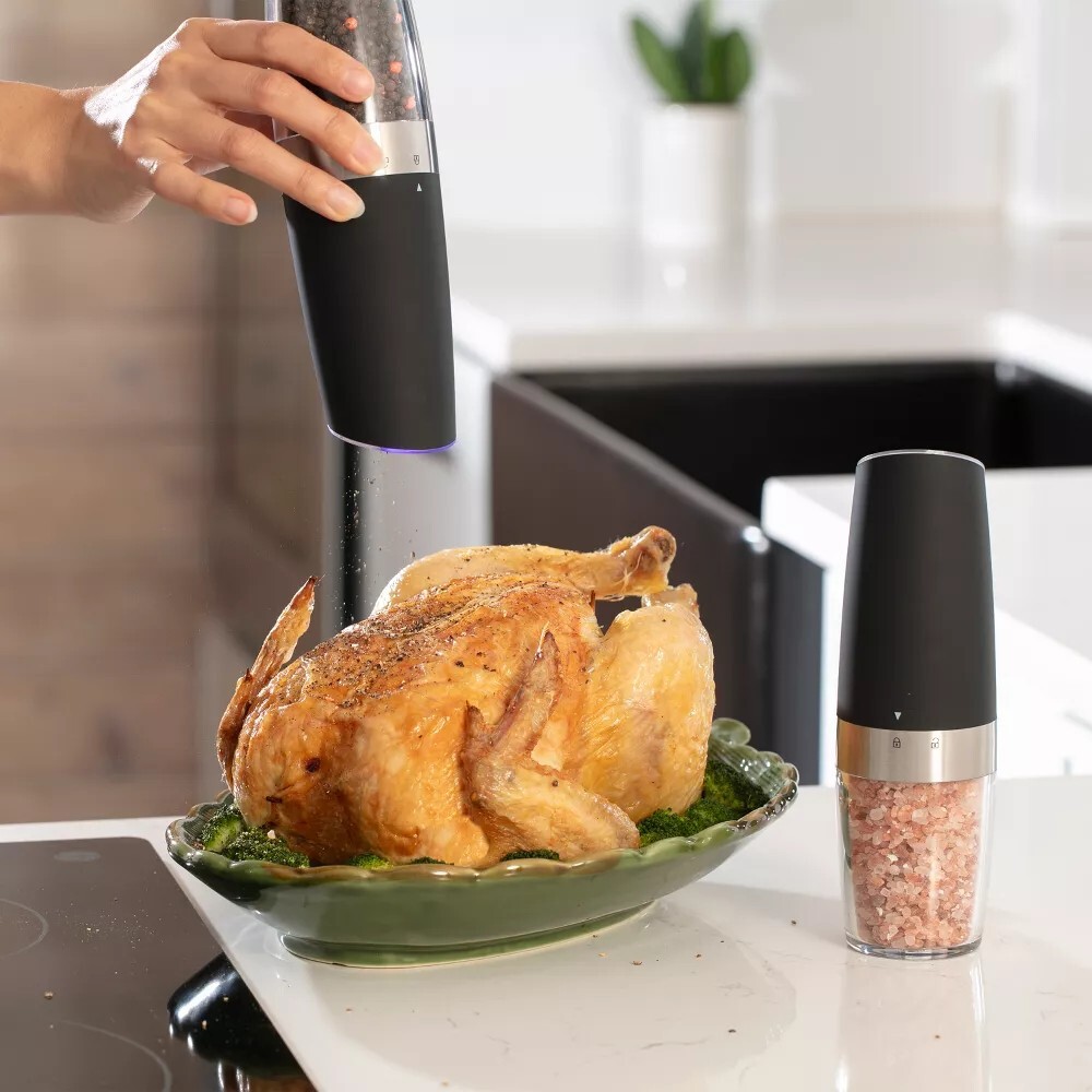 Gravity Electric Pepper and Salt Grinder Set One-Handed Automatic Operation