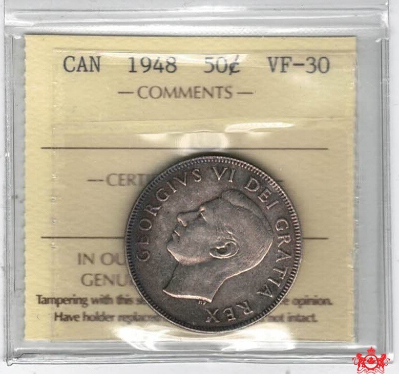1948 Canada 50 Cents - ICCS VF30 - XGH 665