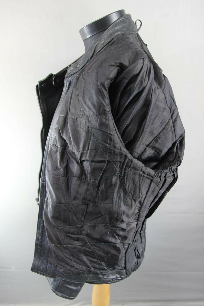 CLASSIC LAMBA BLACK LEATHER BIKER JACKET 36 INCH