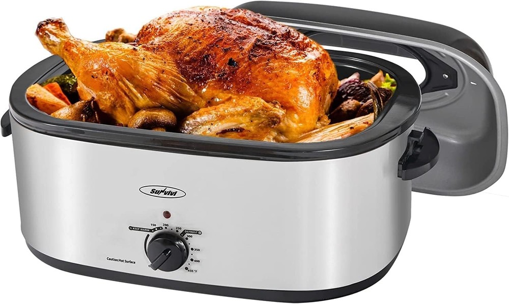 Versatile 30lb Turkey Roaster Oven with Defrost & Warm Functions, 1450 Watts