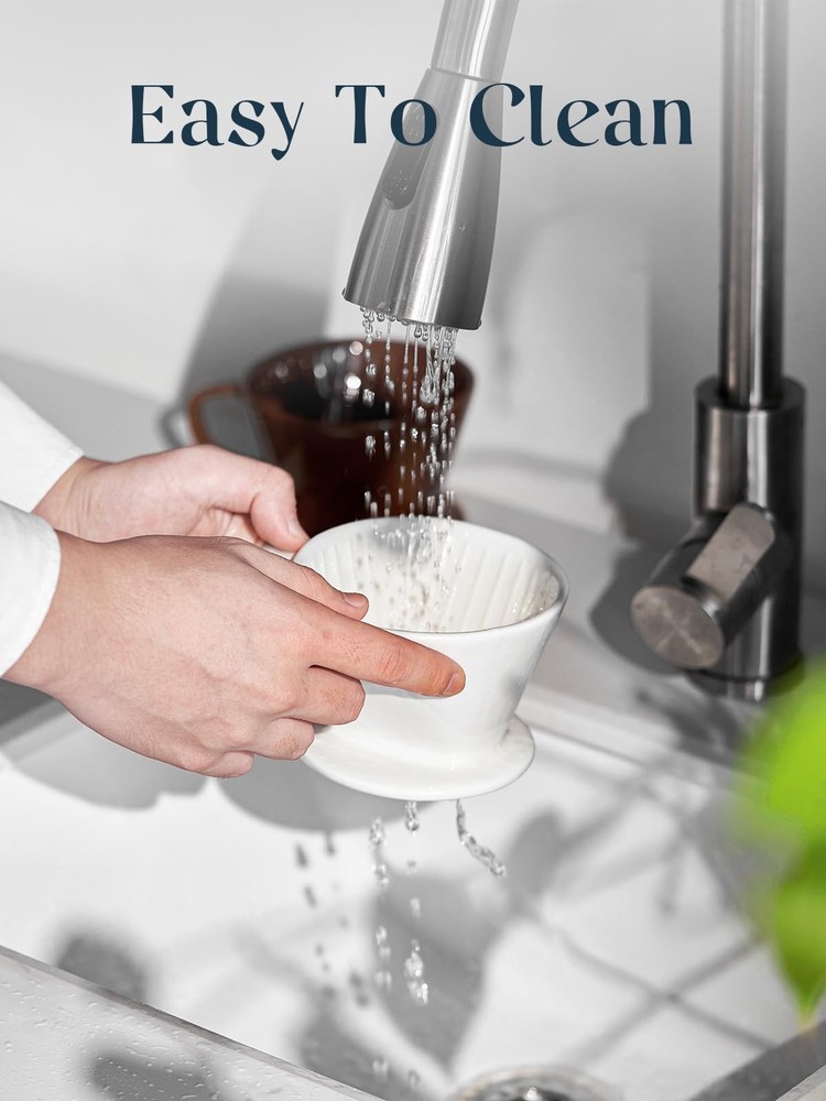 DOWAN Pour Over Coffee Maker, Non-Electric large, White