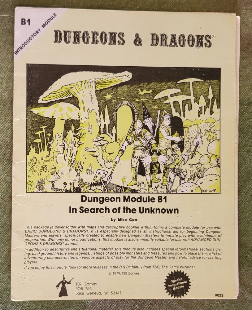 Dungeons & Dragons 1979 Basic Module B1 In Search of the Unknown 9023 Original