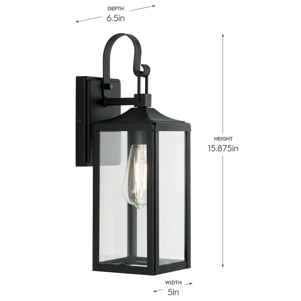 Matte Black Traditional One-Light Outdoor Wall Lantern