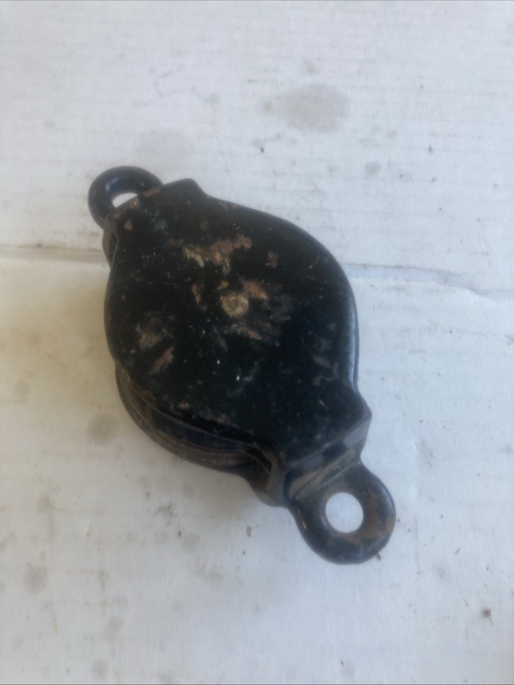 Vintage Small Pulley Solid Cast Metal Double Rope Pulley