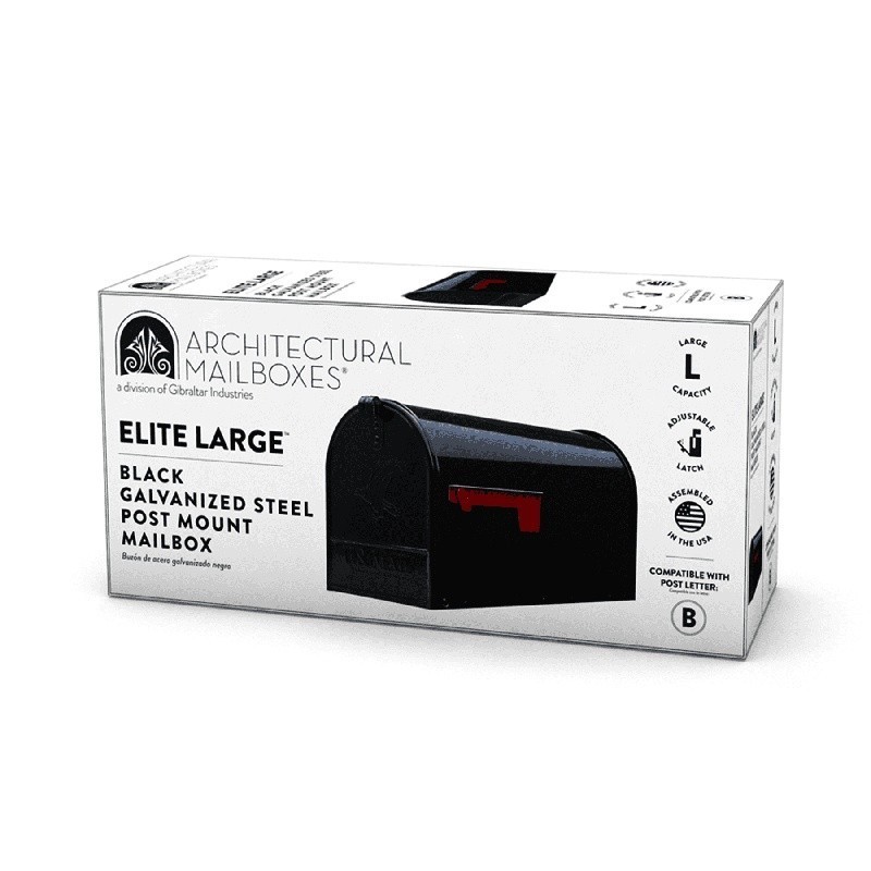 Elite Mailbox Large Steel Rust Resistant Post Mount Package Friendly Durable New