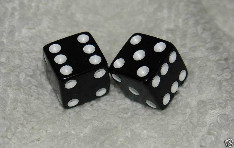 MINI 1/2" BLACK OPAQUE DICE PAIR