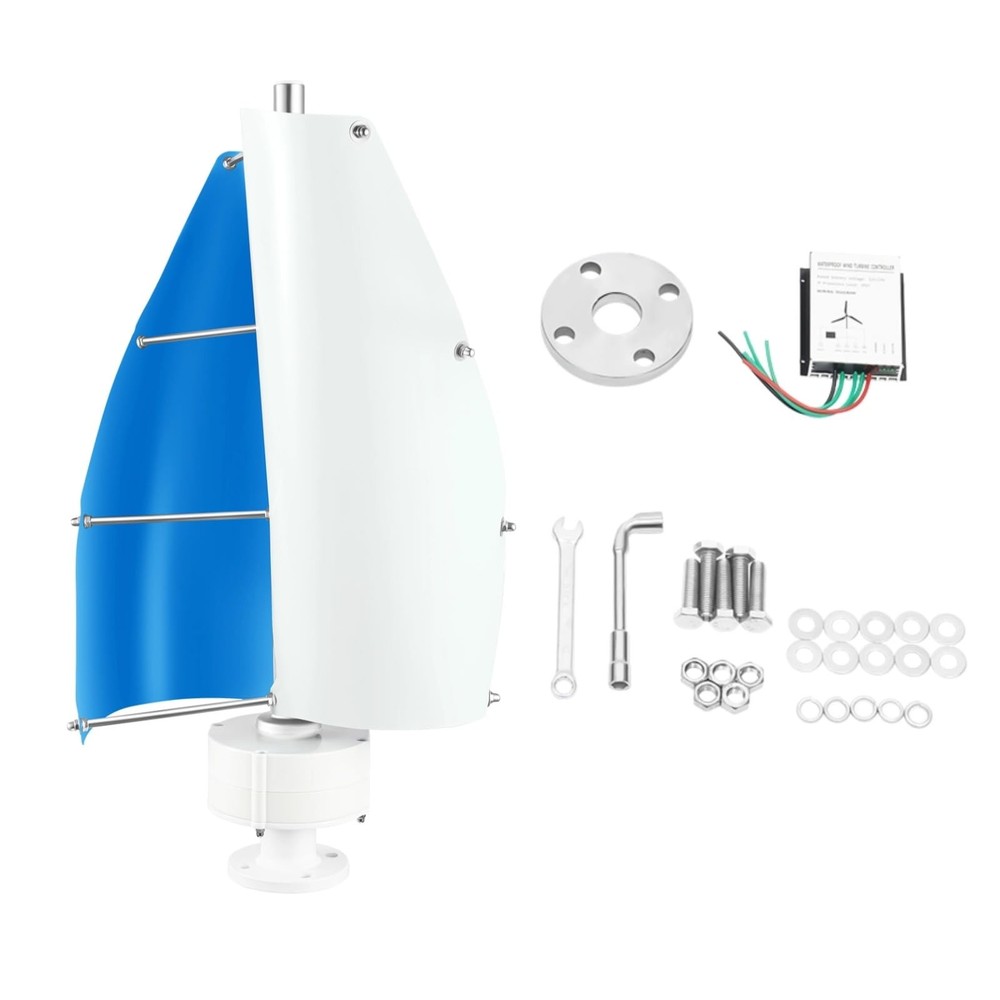 12V 100W Vertical Axis Wind Turbine with Controller 42.65ft/s White Blue