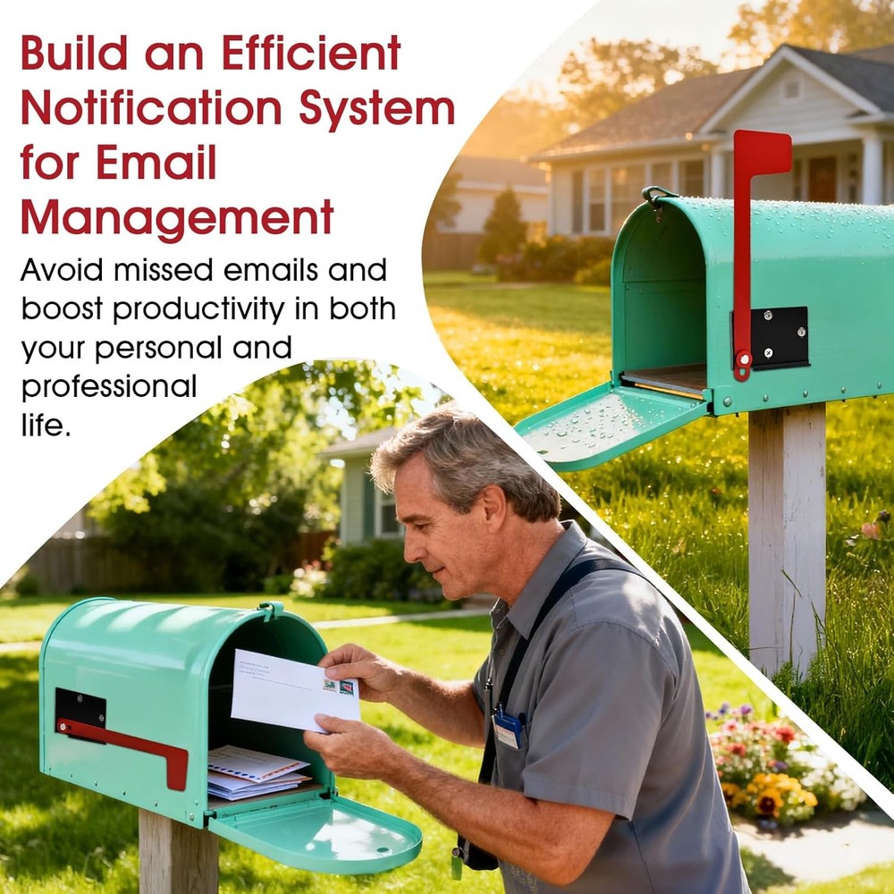 Mailbox Flag Replacement Kit - Galvanized Steel Holder for Red