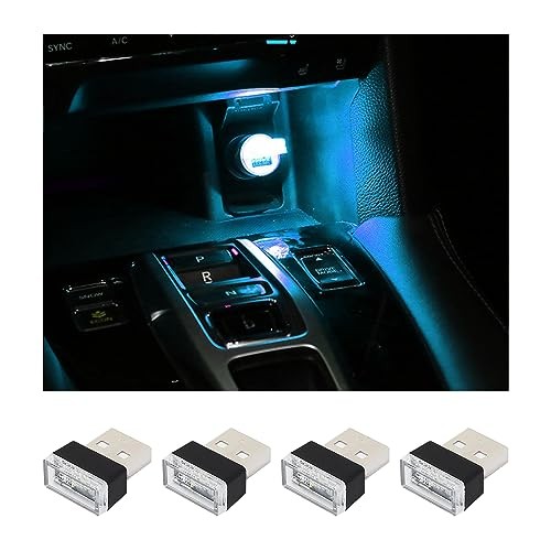 4 PCS USB LED Car Interior Atmosphere Lamp, Plug-in USB Decor Night Light, Red