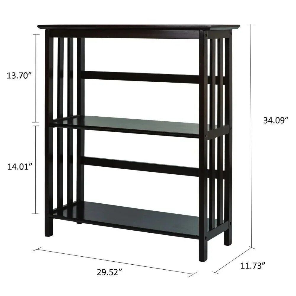 Style 3-Tier Wood Bookcase Storage Organizer