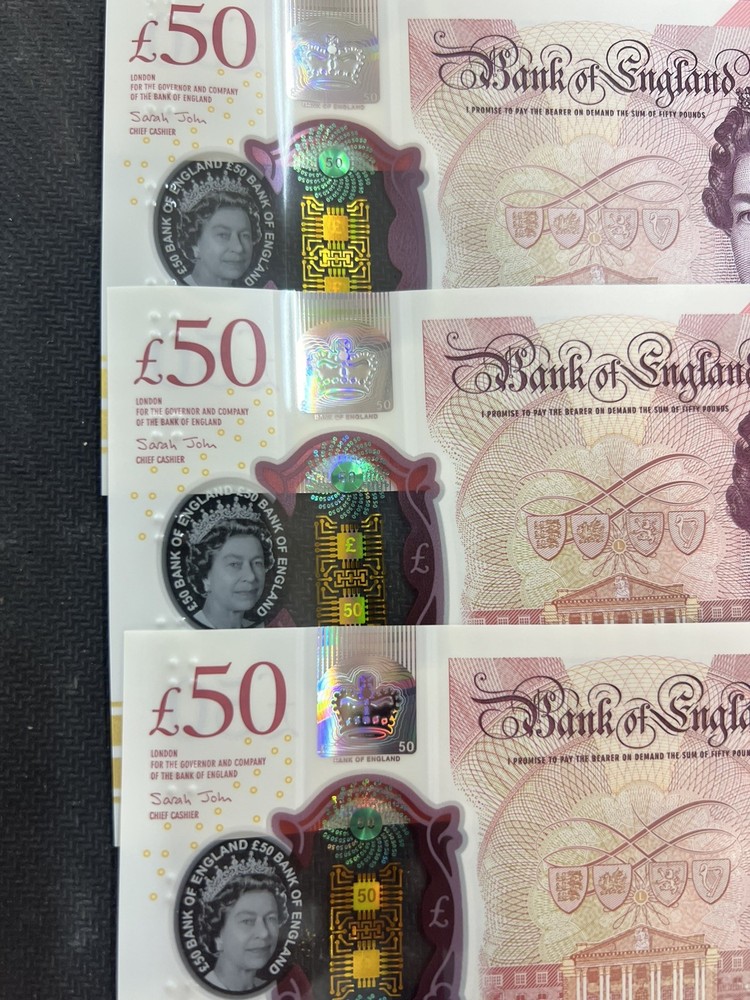 X4 Consecutive £50 Notes QEII UNCIRCULATED Sarah John #4