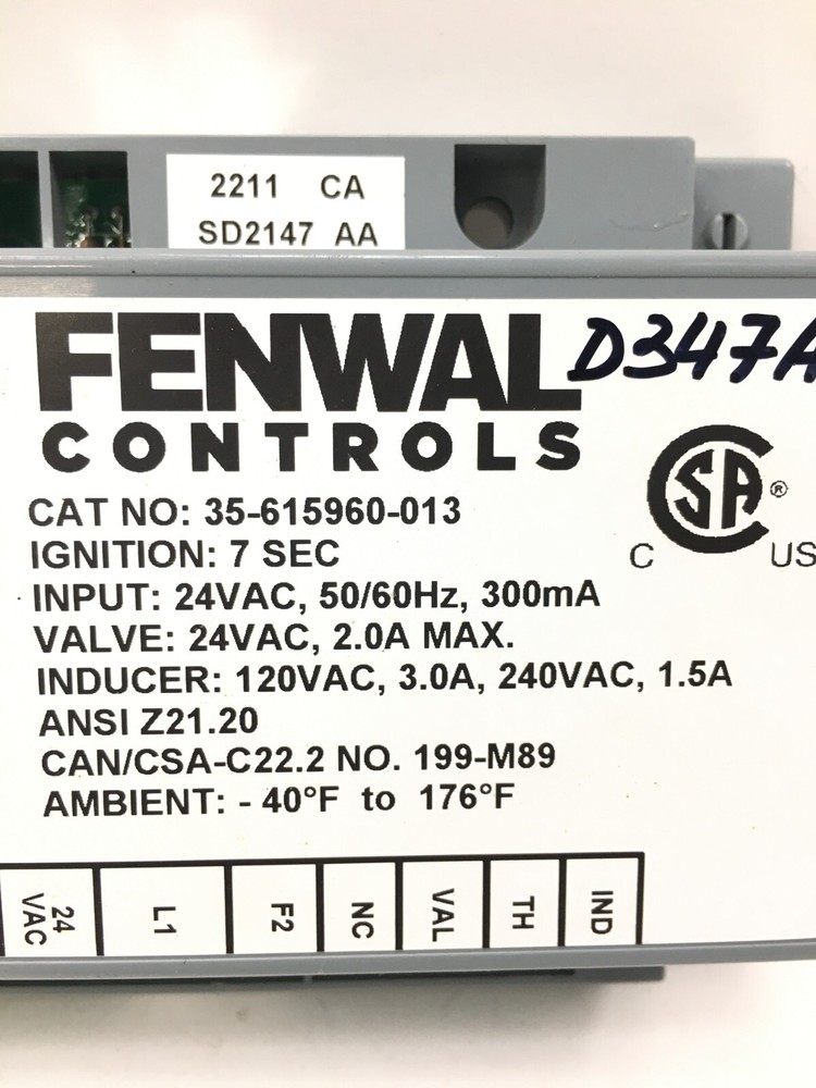 FENWAL 35-615960-013 Automatic Ignition System Control Module 7 sec used #D347A