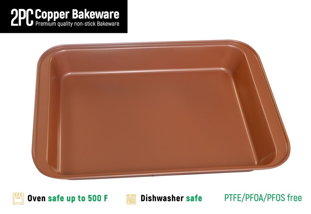 2 PC COPPER BAKEWARE PREMIUM QUALITY NON-STICK BAKEWARE
