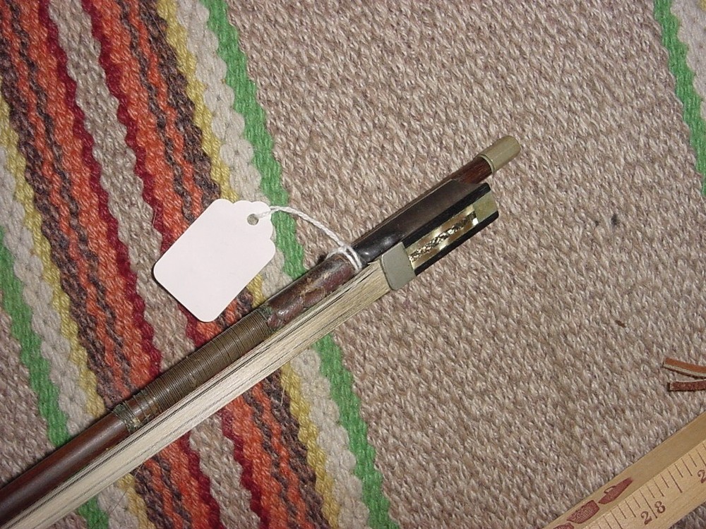 VINTAGE VIOLIN BOW WITH ABALONE INLAYS