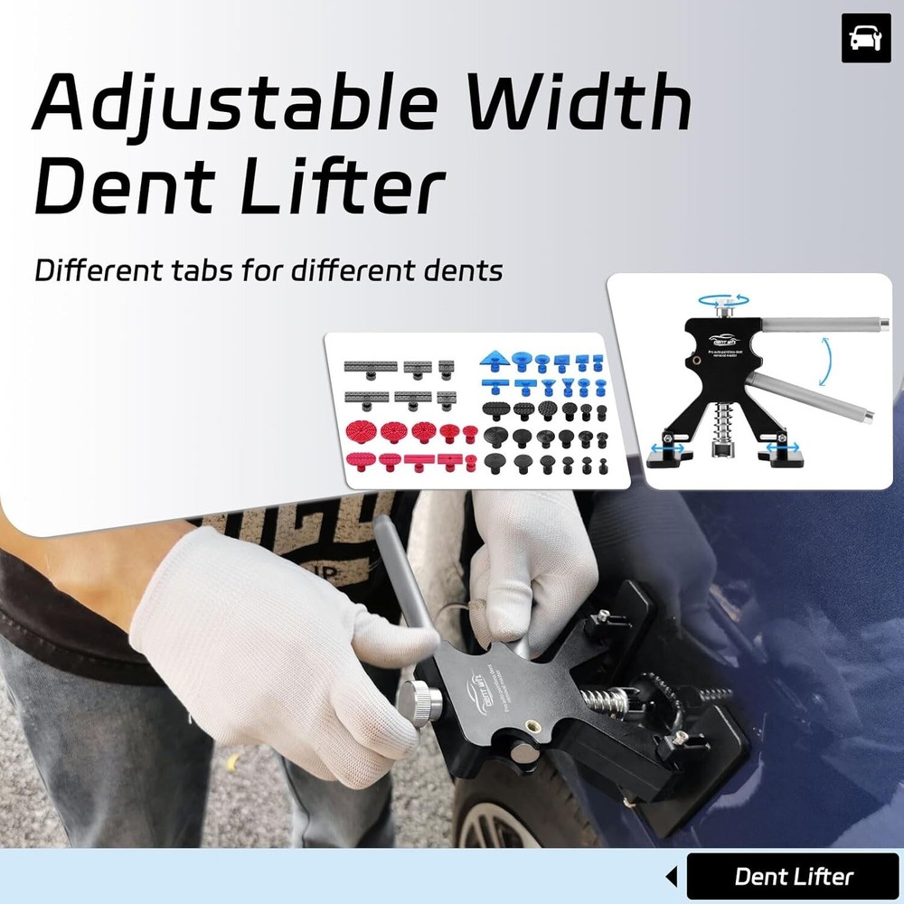 Car Dent Puller Kit - Slide Hammer, Glue Gun, Adjustable Bridge Puller, Suction