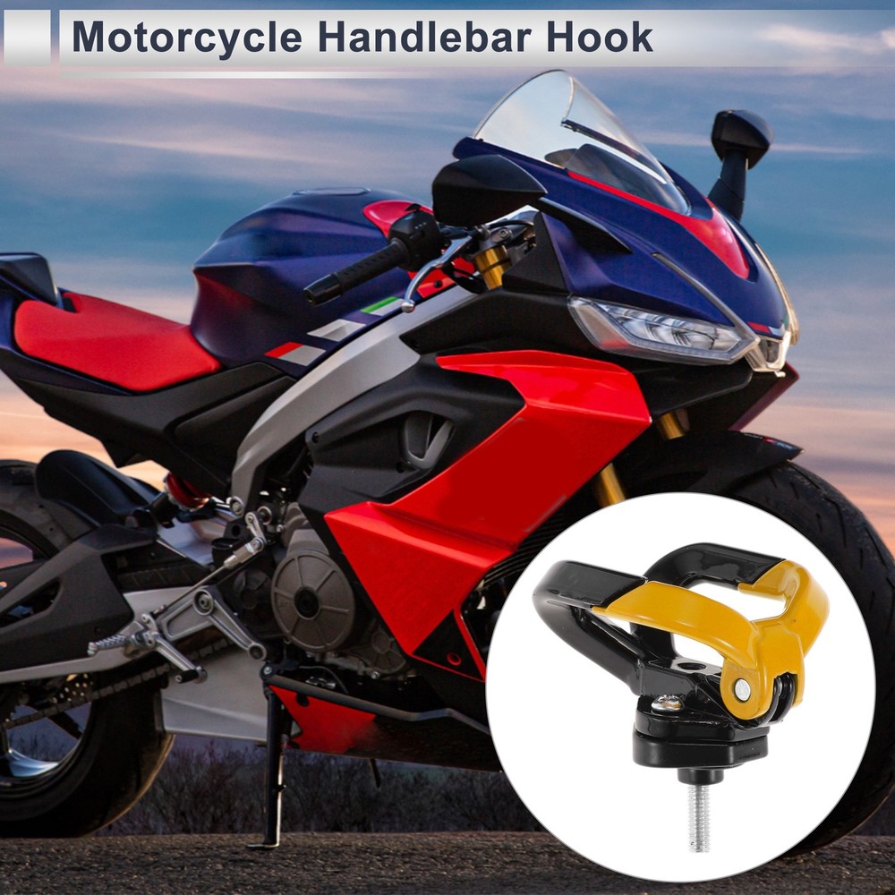 Butterfly Hook Opening-Closing Double Motorcycle Hook 1pc Black Yellow