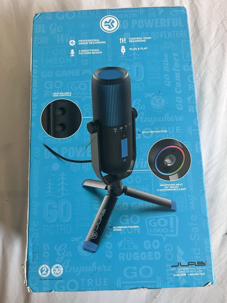 JLab Talk Pro USB Microphone, Black, 4 Modes, Volume & Gain, Quick Mute