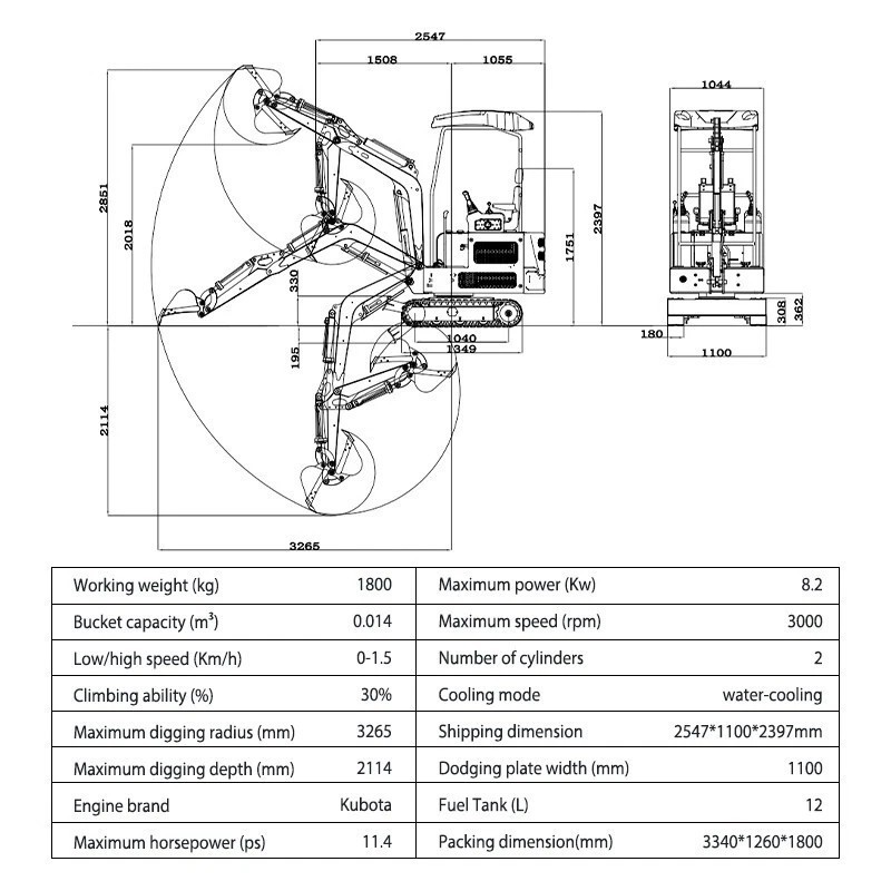 1 Ton Mini Excavator & Auger Drill Combo - Kubota Engine & 81cm Drill Pipe