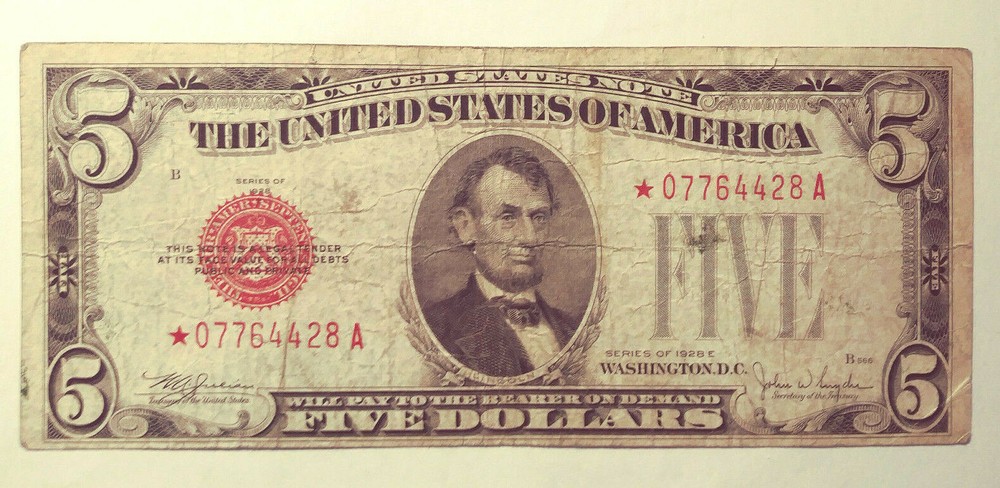 Series 1928-E Star $5 Five Dollar U.S. Note (#PM-140)