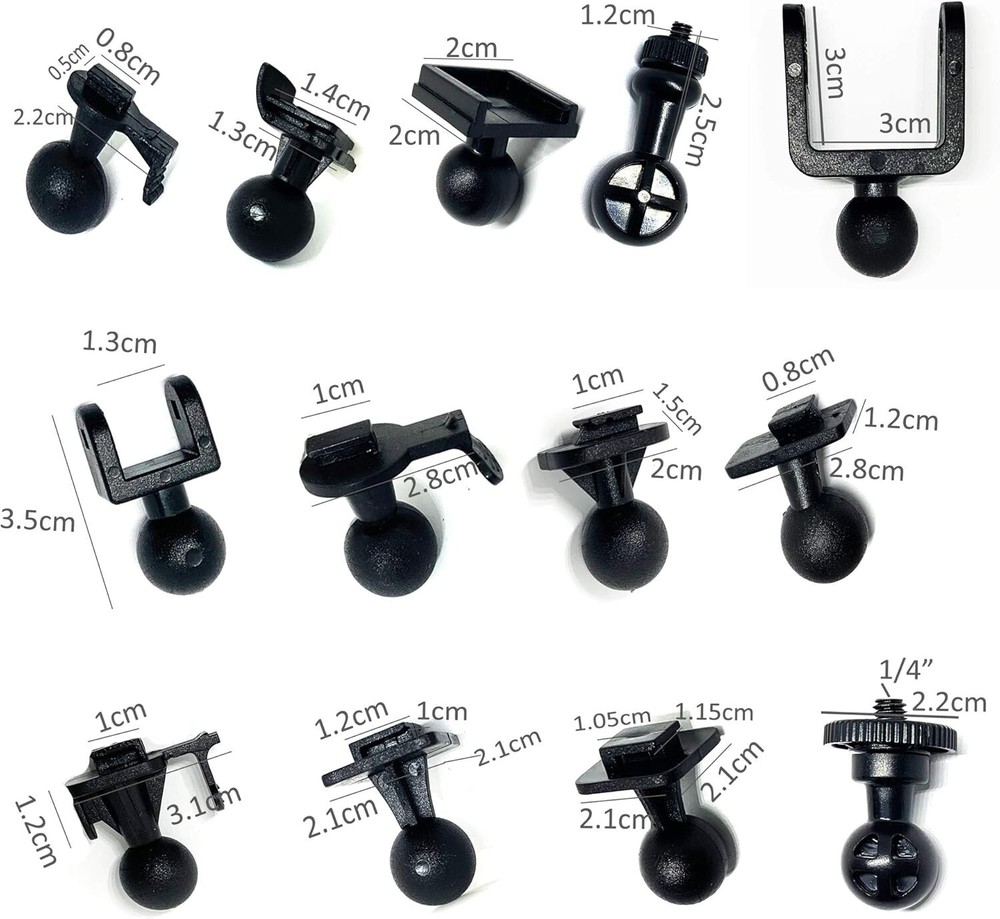 Dash Camera Suction Cup Mount Dashcam Mounts Holder with 13 Ball Joints Black