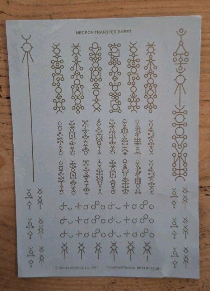 Necron Transfer Sheet Warhammer 40k Games Workshop OOP 2001