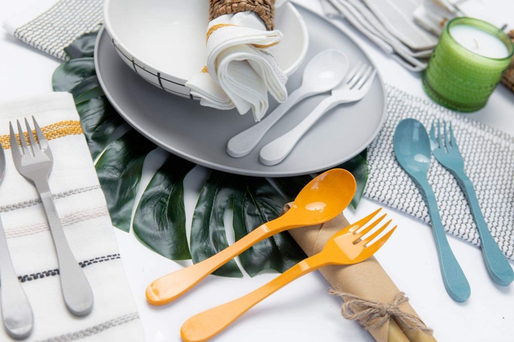 Eco Plant Based 24 Pack Reusable Flatware Set (Orange)