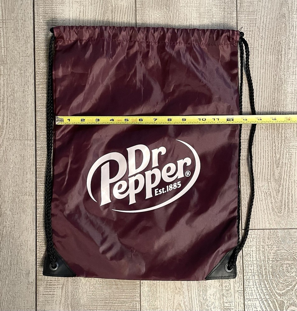 Dr Pepper Drawstring Backpack Maroon Cinch Bag