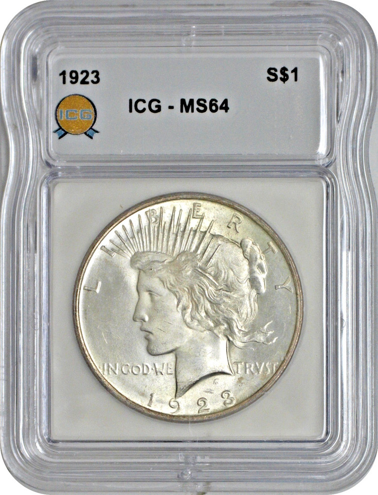 1923 Peace Silver Dollar S$1 ICG MS64 Choice Uncirculated