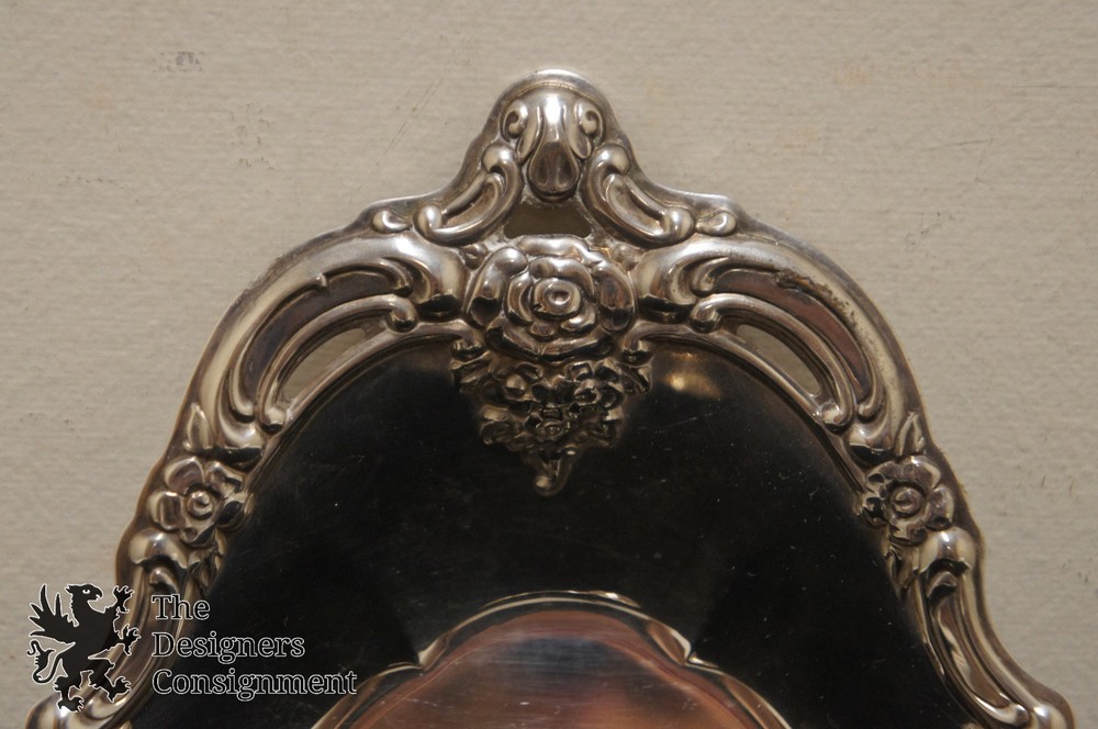 Oneida Community Silverplate Serving Dish Spoon Floral Scalloped Shell Repousse