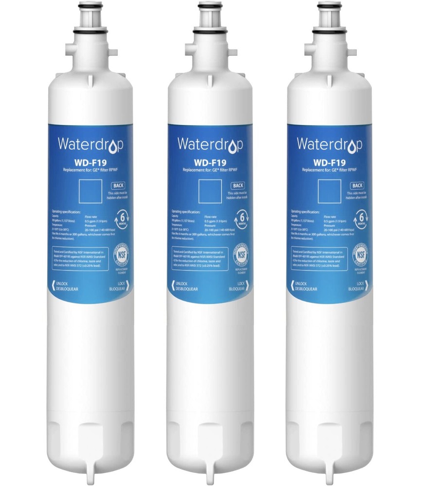 Waterdrop Refrigerator Water Filter Replacement for GE® RPWF,3 Pack