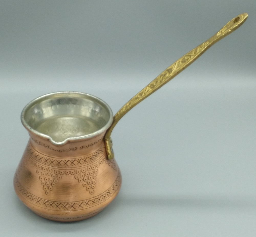 Crystalia Copper Coffee Cezve Brass Handle