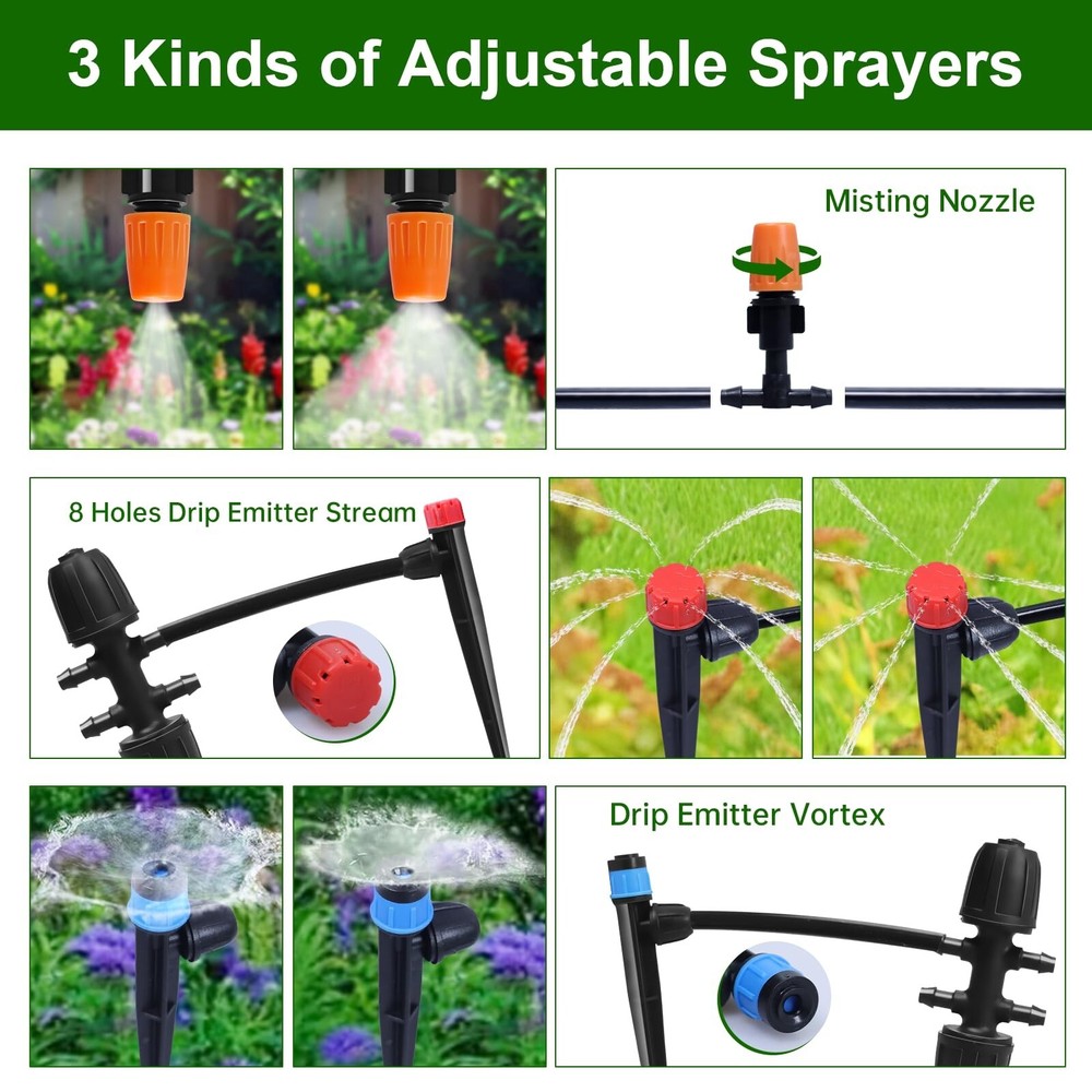 260 FT Drip Irrigation System Kit, Automatic Garden Watering System for Green...