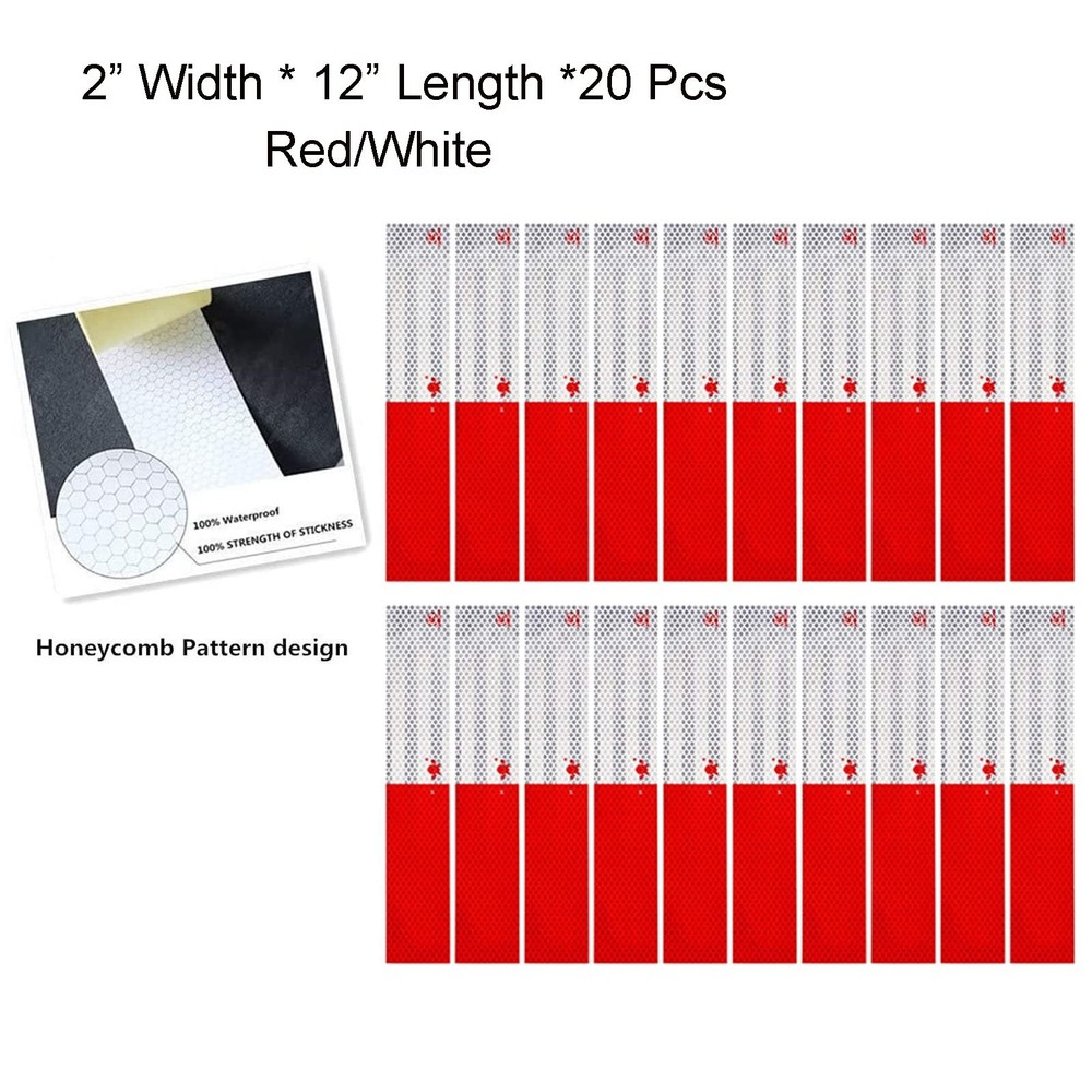 SICILAMIU Reflective Tape, 2" × 12" × 20 Pack × × 20 Pack, Red