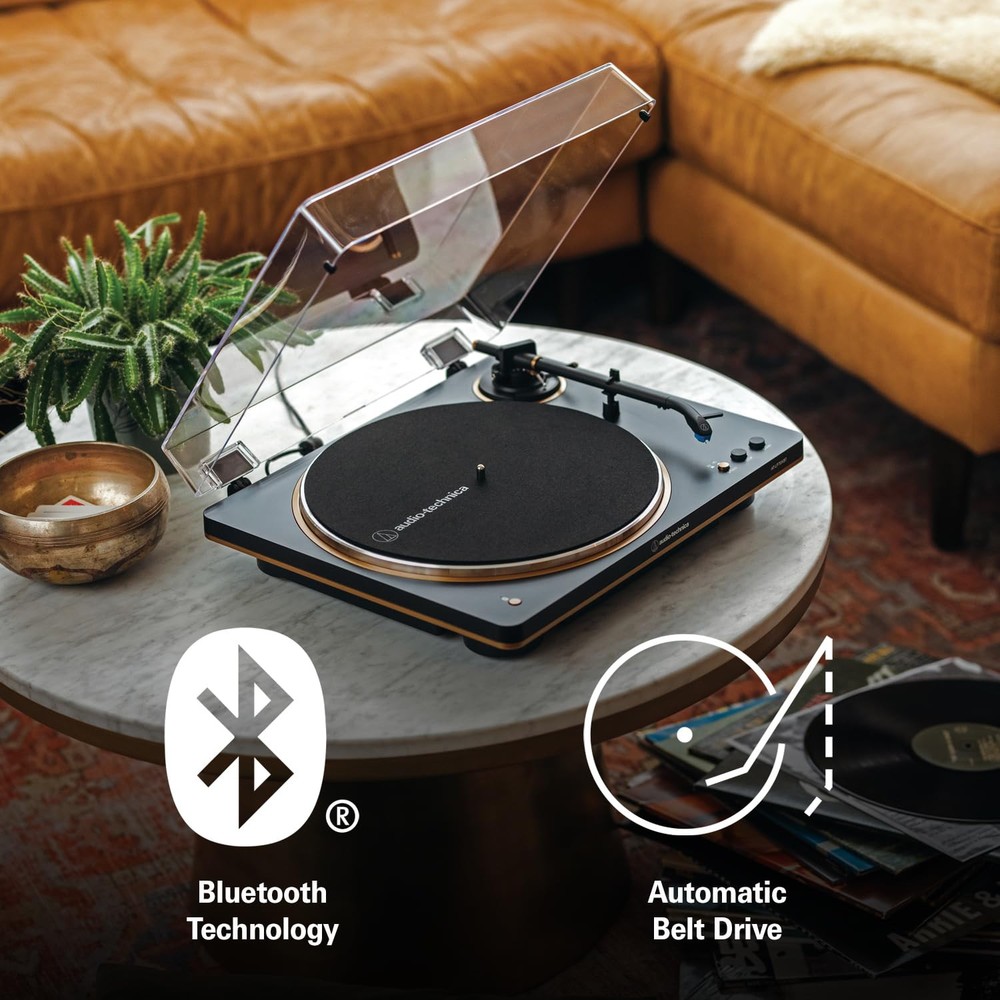 Audio-Technica AT-LP70XBT Fully Automatic Wireless Belt-Drive Turntable, Black