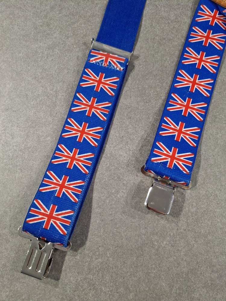 BriMarc Union Jack Elasticated Braces Leather Reinforced Cross Patch Adjustable