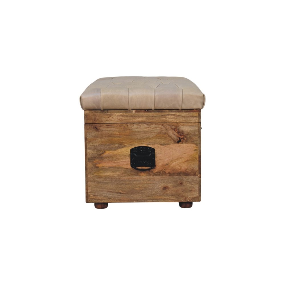 Beige Buffalo Leather Storage Trunk