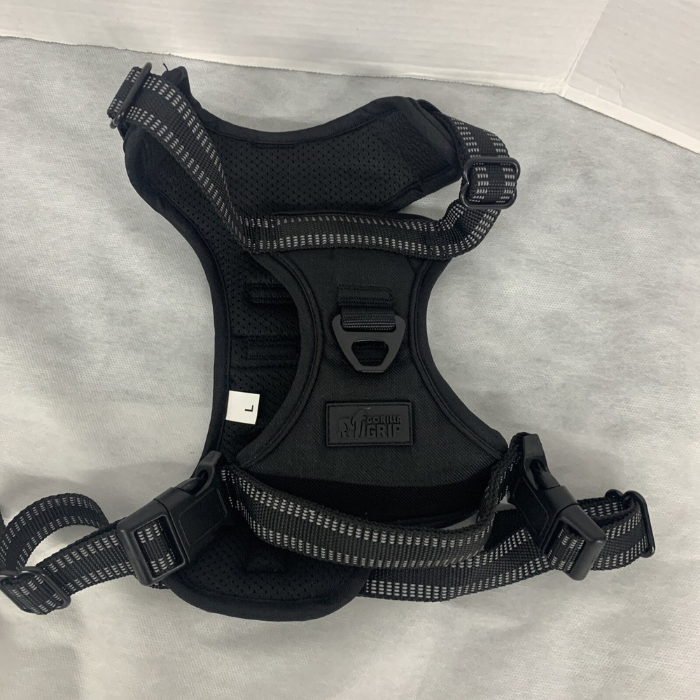 Gorilla Grip Dog Harness Black Lg No-pull Comfortable Durable