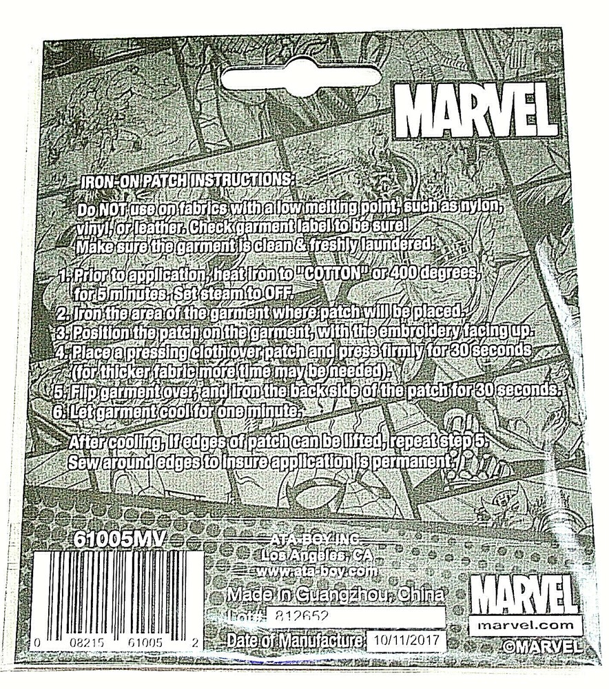 Official Marvel Comics Deadpool Red Iron-On Cloth Jacket Patch New in Package