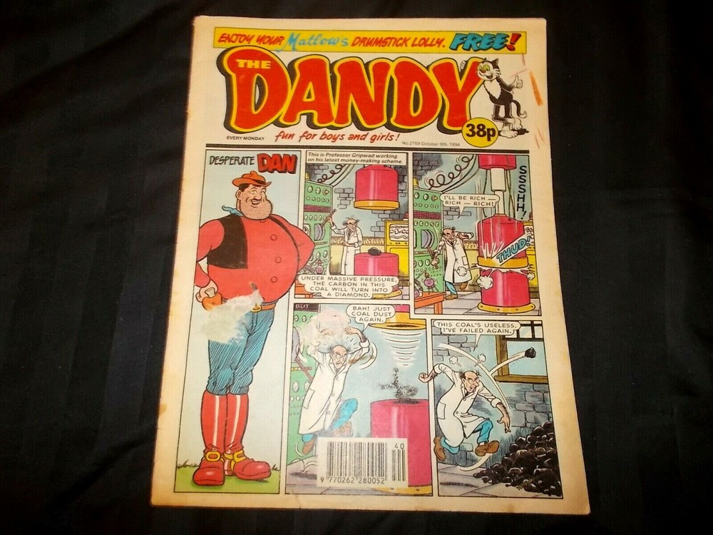 DANDY Comic Issue #2759 October 8th 1994 Desperate Dan Makes Coal Into Diamonds