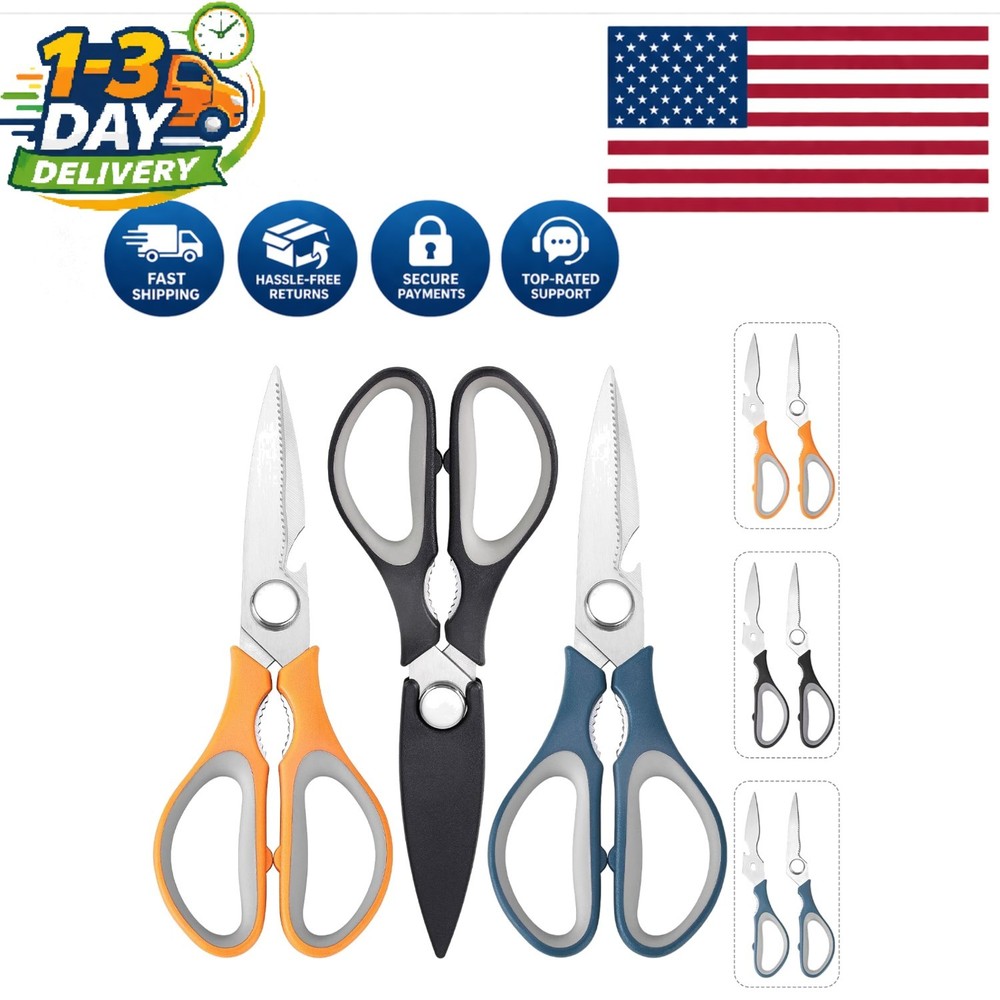 Color-Coded Kitchen Shears - Heavy Duty Stainless Steel Scissors for All Tasks