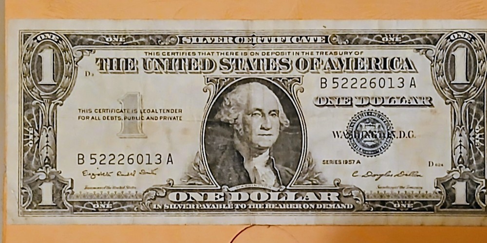 1957A series one dollar silver certificate